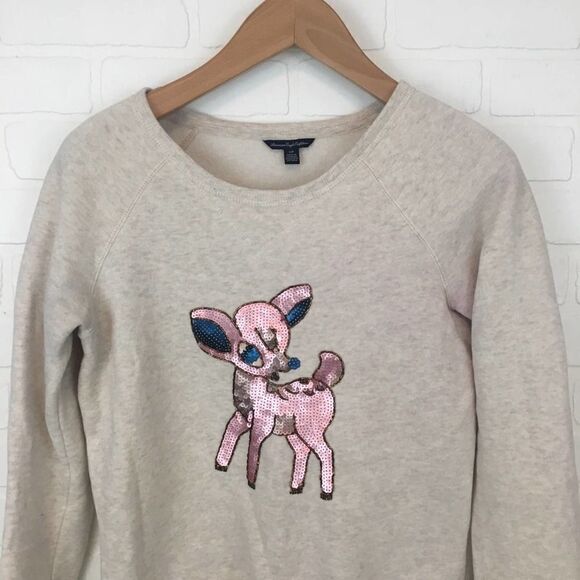 American Eagle Sequin Deer Crewneck Sweatshirt - Picture 3 of 6